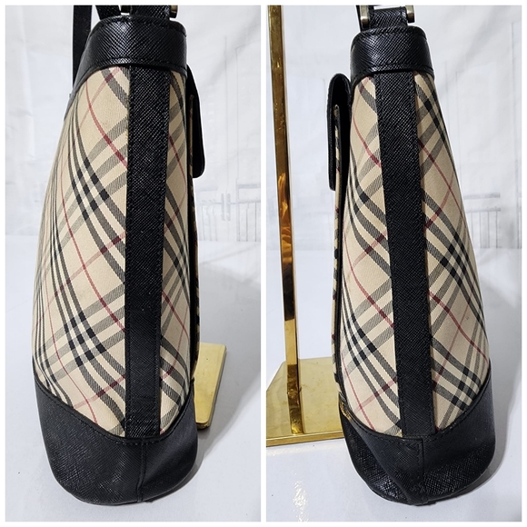 Burberry Vintage Nova Check Canvas Shoulder Bag Beige/Black - Picture 8 of 13